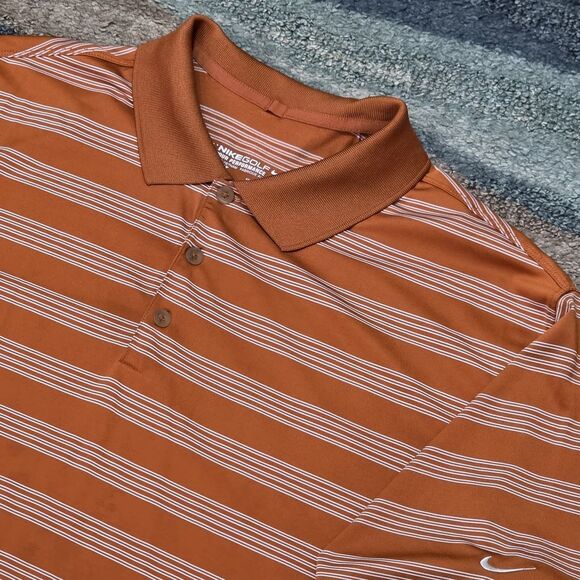 Nike Golf Tour Performance Dri-Fit Polo Shirt XXL 2XL Striped Burnt Orange - Picture 1 of 6